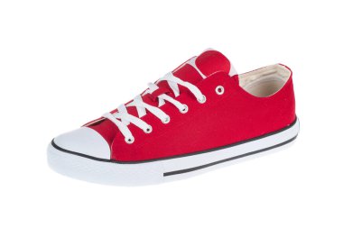 Beyaz arka plan üzerinde izole yeni kırmızı spor ayakkabı