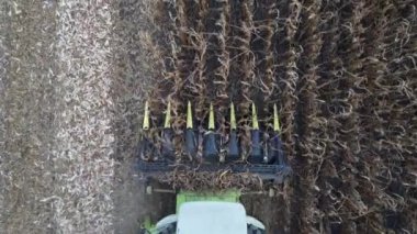 Harvester 'ın üst görünümü. Ağlamayı kapat. Modern Toplama Mısırı 