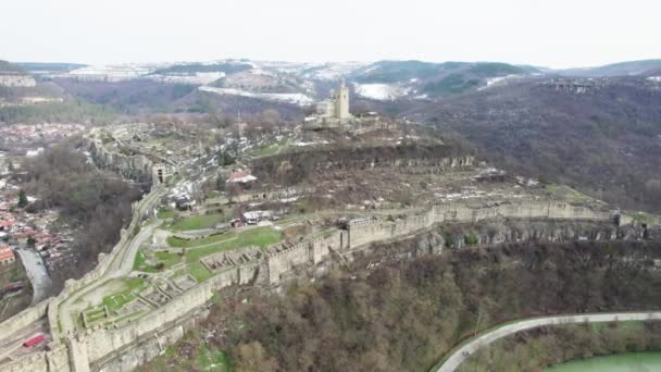 Vista Aérea Fortaleza Tsarevets Veliko Tarnovo Bulgaria Capital Del Segundo — Vídeo de stock