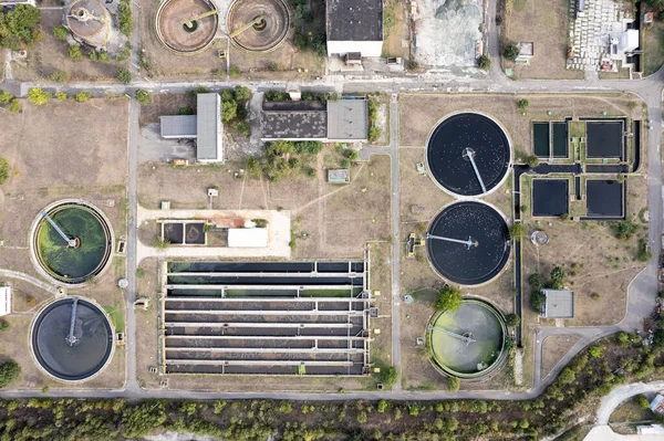 Bouw Van Een Rioolwaterzuivering Schoonmaken Behandeling Van Afvalwater — Stockfoto