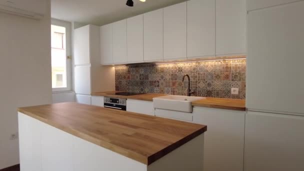 New Modern Kitchen New Home Interior — Stock Video
