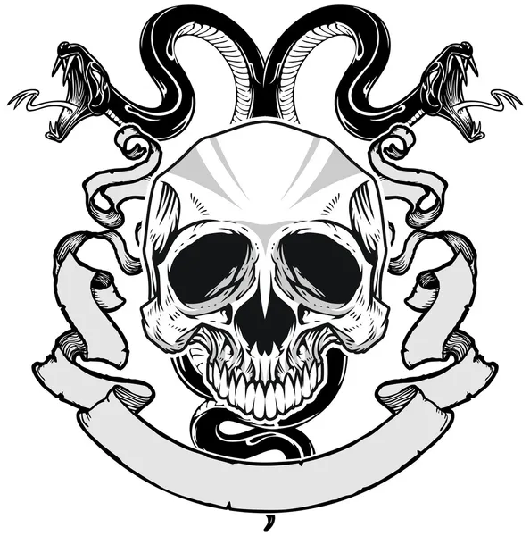 Crâne et serpents — Image vectorielle