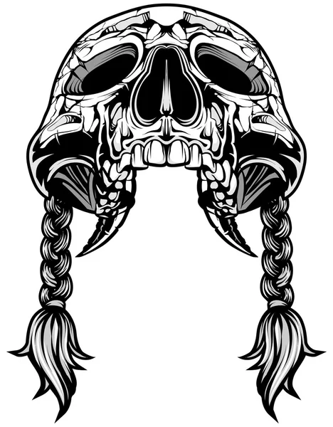 Skull with pigtail — Stock Vector