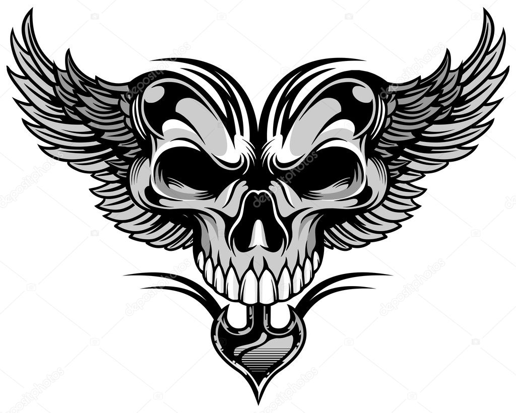 Skull and wings