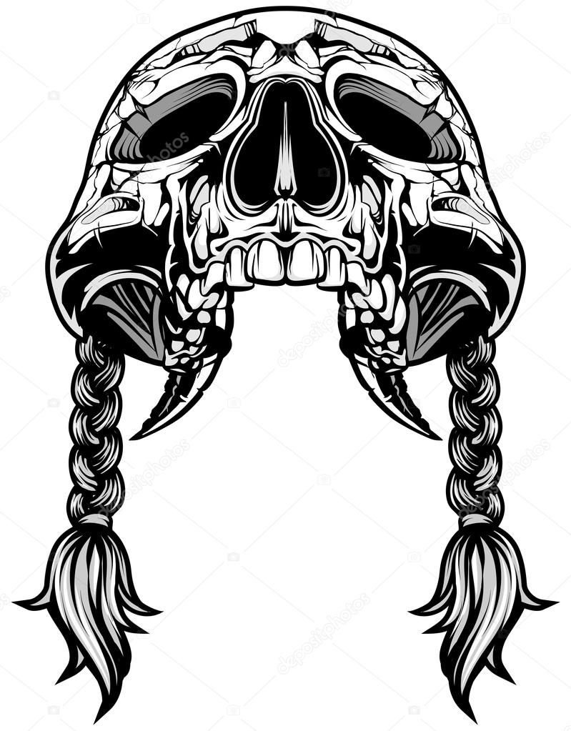 Skull with pigtail