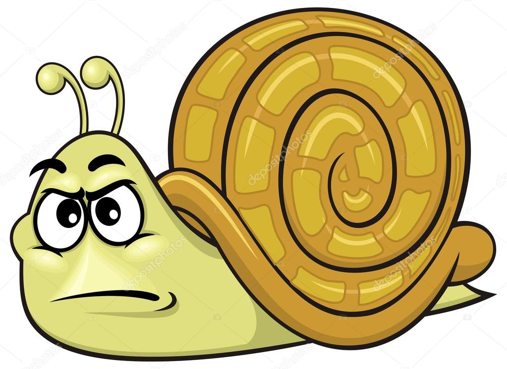 Funny brown snail with brown shell