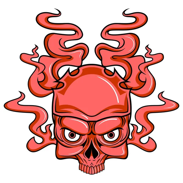 Cráneo rojo ahumado — Vector de stock