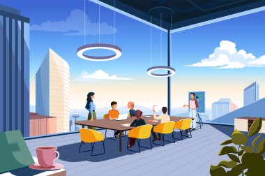 Skyscraper office with sky view clipart
