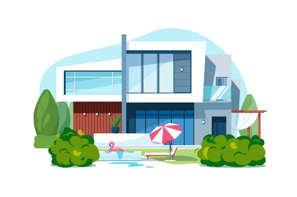 Luxury house with private territory and pool — Stock Vector