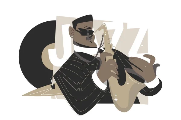 Jazz saxophone man player — Vetor de Stock