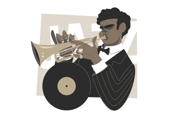Afro american trumpet player — Vetor de Stock