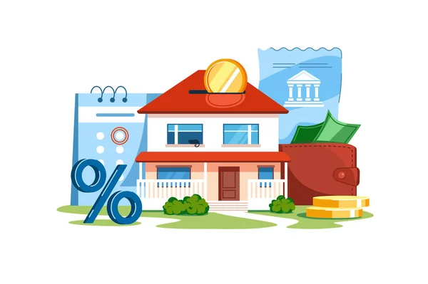 Hypotekslån, krediter för bostadsfinansiering — Stock vektor
