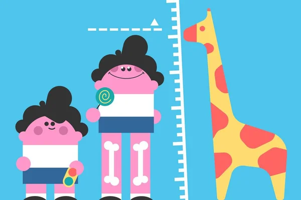 Kid Height Chart Growth Measuring Vector Illustration Measure Kid Height — Διανυσματικό Αρχείο