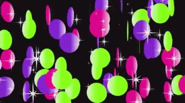 Siyah arkaplanda dönen mor yeşil neon halkalar. Canlandırılmış çizgi film.