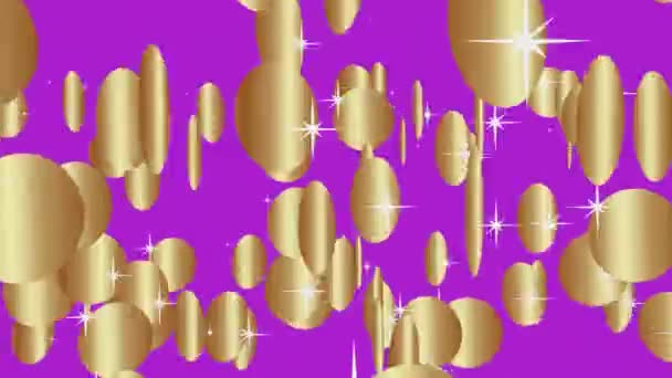 Spinning Golden Circles Purple Background Animated Cartoon — Stock Video