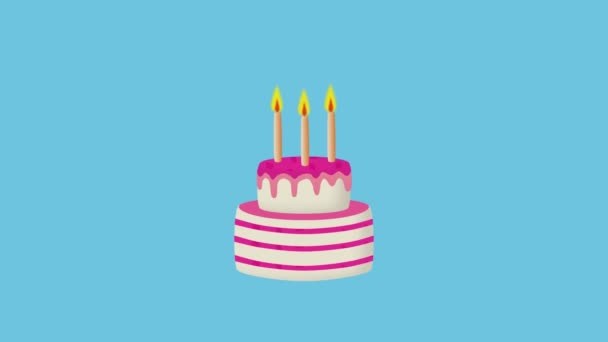 White Pink Cake Animated Candles Animated Icon — Stock Video