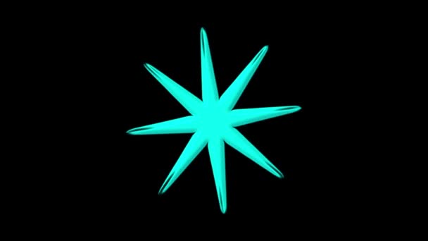 Girando Estrela Azul Fundo Preto Animação — Vídeo de Stock