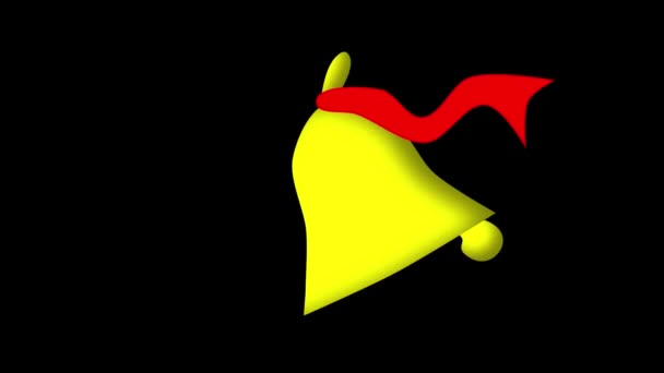 Χρυσό Κουδουνάκι Κόκκινη Κορδέλα Μαύρο Φόντο Εικονίδιο Κίνησης Κινούμενα Σχέδια — Αρχείο Βίντεο