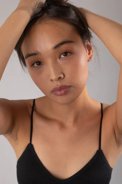 Retrato Jovem Atraente Mulher Asiática Ensaios Modelo — Fotografia de Stock