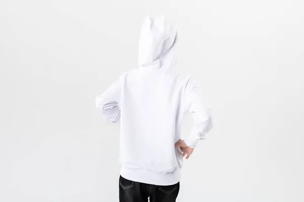 Rear View Child White Hoodie — Stock Photo, Image