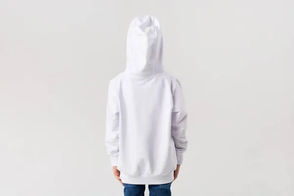 Widok Tyłu Dziewczyny Białej Bluzie — Zdjęcie stockowe