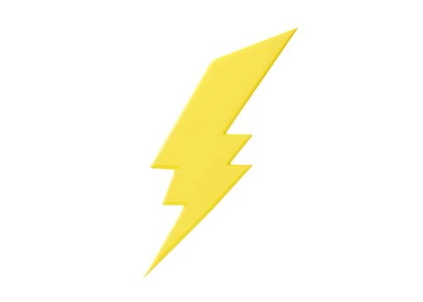 ライトニング3Dイラスト サンダーパワーアイコン エネルギーストライクボルト 電気フラッシュ ホワイトバックで分離された高速サンダーボルト漫画シンボル — ストック写真
