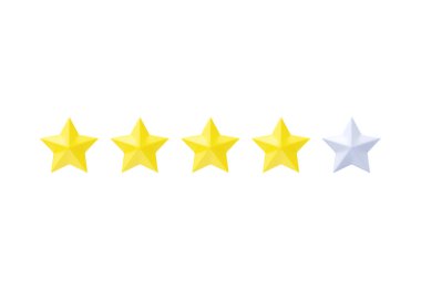 3d yorumlama simgesini gözden geçirin - müşteri pozitif oranı, sarı ve gri iyi ödül illüstrasyonu. Beyaz arkaplanda izole edilmiş ui nesnesi sıralaması, istemci geribildirimi için yıldız itibarı işaretleri