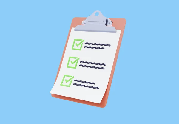 Checkliste Renderer Papierliste Mit Fragebogen Zwischenablage Und Umfrage Checkformular Testdokument — Stockfoto