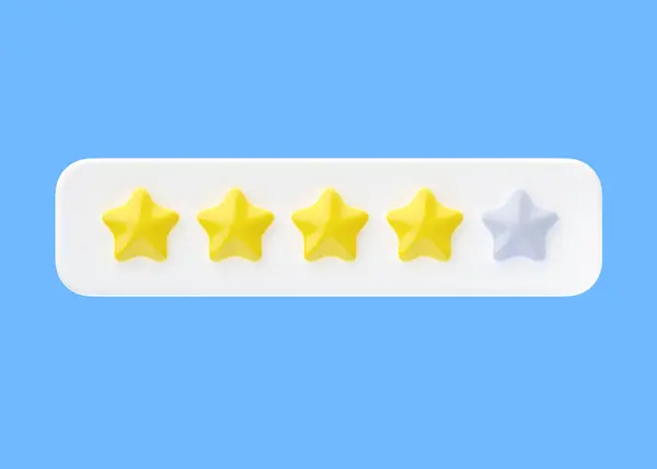 Review Render Icon Four Gold Star Customer Satisfaction Quality Review — Stock Photo, Image