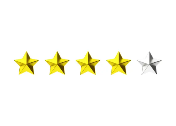 Review Render Icon Customer Positive Rate Golden Silver Satisfaction Award — Stock Photo, Image