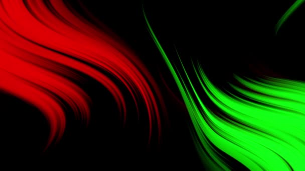 Красный Зеленый Размахивая Фоновой Анимацией Чистом Черном Фоне Красный Зеленый — стоковое видео