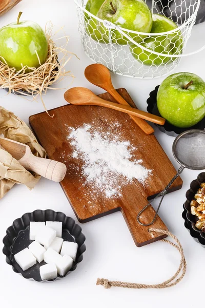 Ingredients for baking apple pastry — Stock Photo, Image