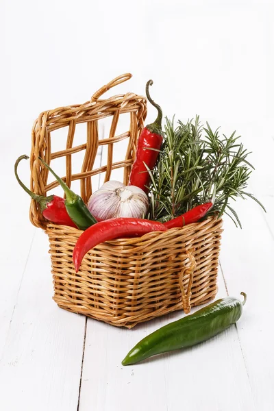 Species in a woven basket — Stock Photo, Image
