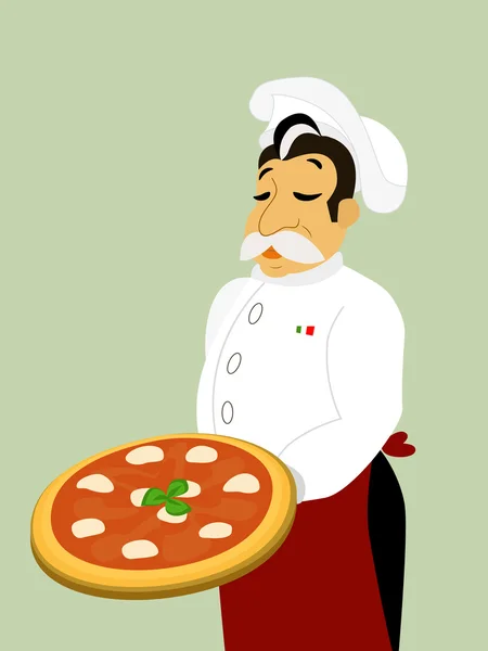 Koch mit Mocarella-Pizza — Stockvektor