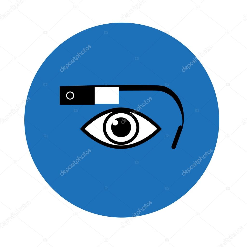Google glass icon blue circle