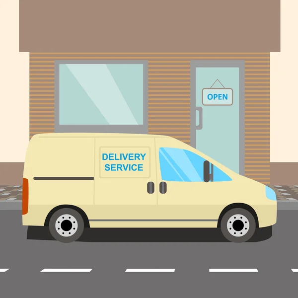 Entrega en beige Van — Vector de stock