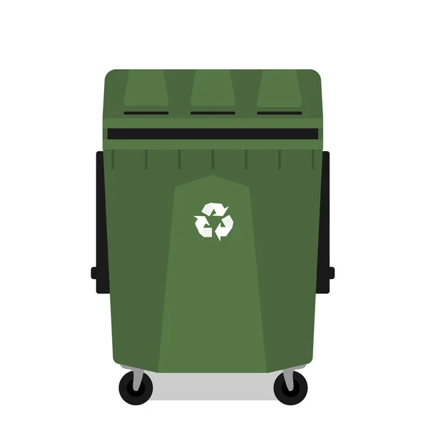 Wheeled garbage can with recycling symbol empty — Stock vektor