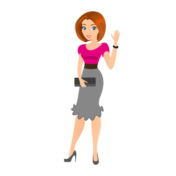 Young pretty woman is wearing fashion dress. — Stock Vector