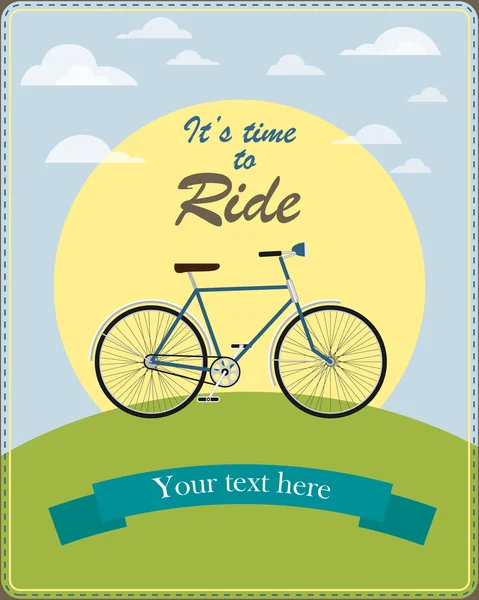 Tarjeta Vintage ilustrada con una bicicleta retro — Vector de stock