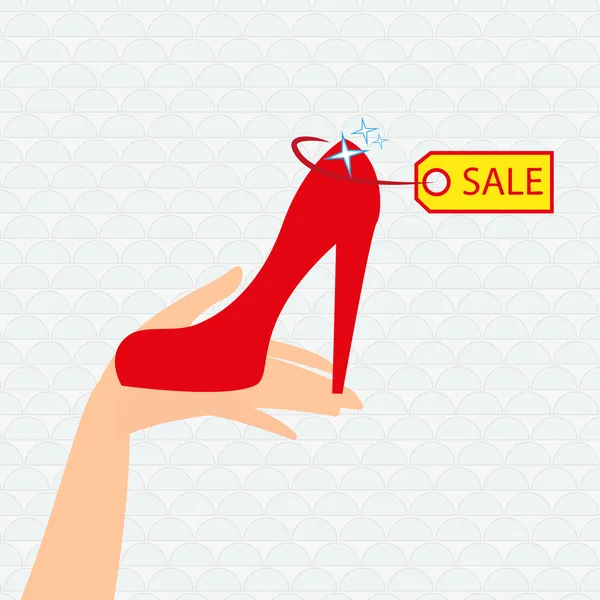 Satılık Kırmızı Ayakkabı tanıtımı — Stok Vektör