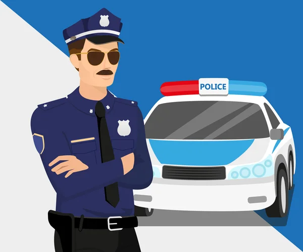 Rendőr és a rendőrség autó — Stock Vector