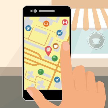insan eli smartphone cep telefonu gps navigasyon ile düzenliyor