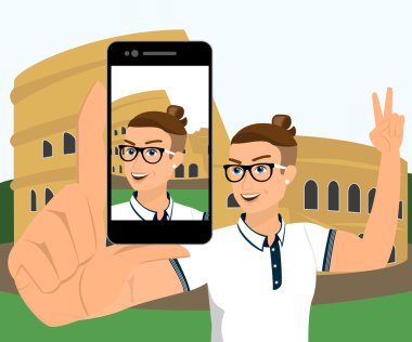 Roma'da giyen hipster selfie