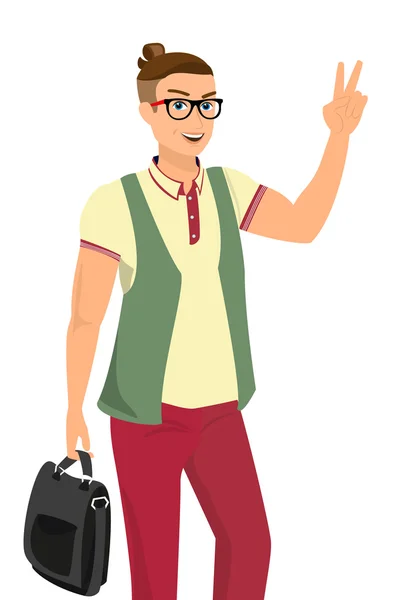 Stilig kille bär glasögon vektor illustration — Stock vektor