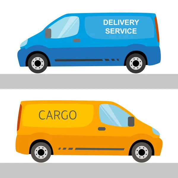 Van pengiriman biru dan oranye terisolasi Stok Ilustrasi 