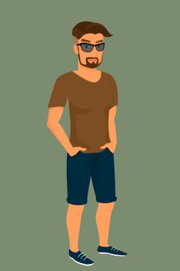 hipster adam giymiş şık haircut