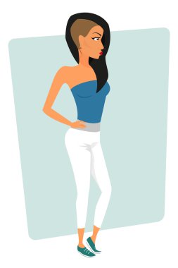 esmer kadın giyiyor şık haircut