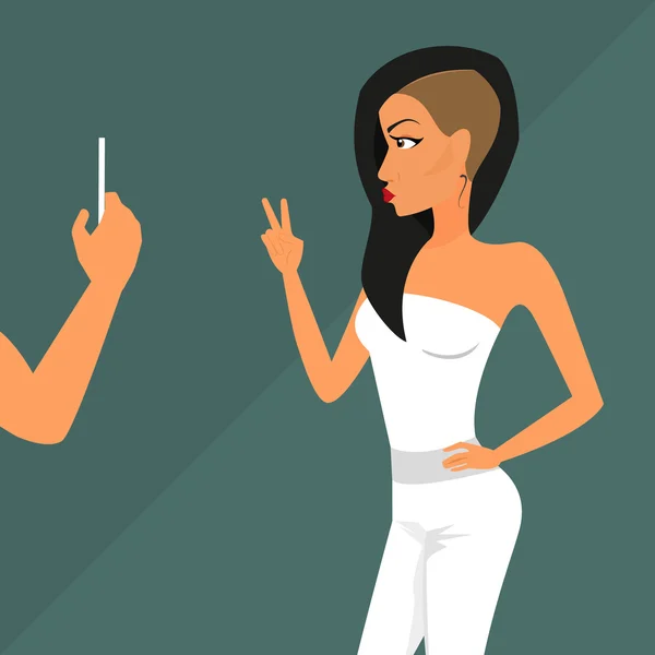 Mujer morena con corte de pelo elegante — Vector de stock