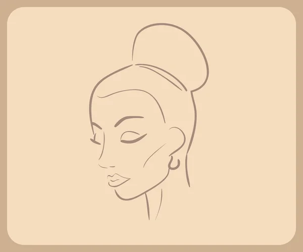 Håndtegnet skitse af kvinde ansigt med lukkede øjne. close-up illustration - skitserede veje – Stock-vektor
