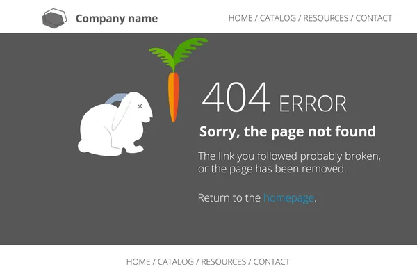 Pagina niet gevonden fout 404 met dode konijn — Stockvector